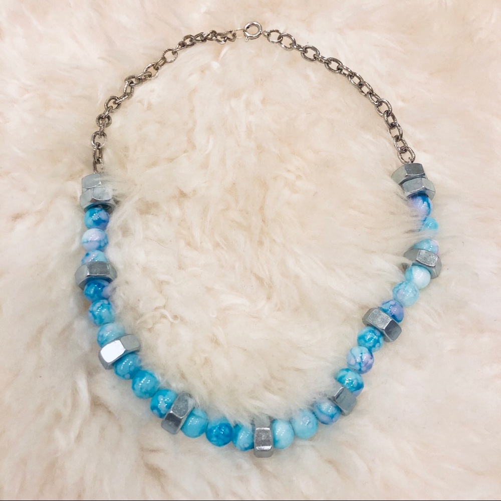 Beautiful Silver & Multi Color Beaded Necklace